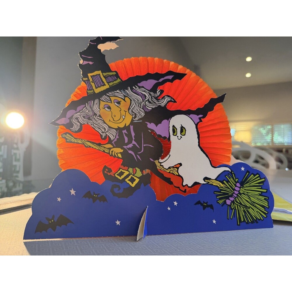 Vintage American Greetings Happy Haunting Halloween Centerpiece Witch Ghost Bat